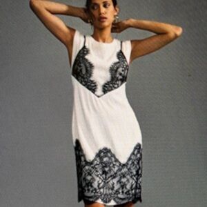 Elegant Black and White Lace Dress